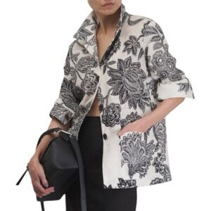 Peter Cohen Black and White Floral Print Jacket